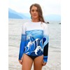 SHEKINI Damen Langarm Rash Guard Schwimmshirt Landschaftsdruck Serie Surfshirt Oberteile（XXL，Weiß-HL）