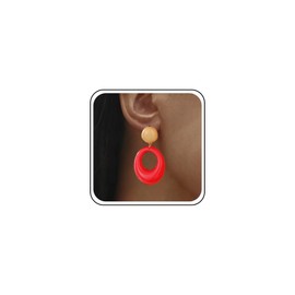 Cybche Vintage Acryl Kreis Baumeln Ohrringe Acryl Rot Oval Ohrringe Acryl Großen Kreis Ohrringe Runden Harz Ball Ohrstecker Geometrische Hohlen Reifen Ohrringe Schmuck Für Frauen