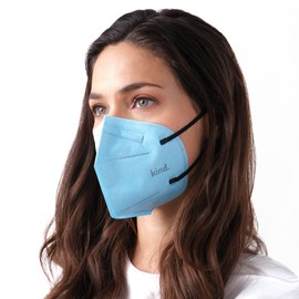 Kind. Cone-Shaped Face Mask, 4-Layer Disposable Design, Breathable & Lightweight, Adult Regular Size, Pack of 5 (SKY BLUE)
