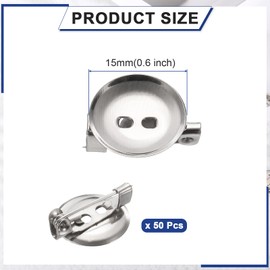 uxcell 50 Pcs Silver Brooch Blank Round Trays with Alligator Clip and Pin Metal Brooch Clasp Clip Pins Disc Base for Corsage ID Badges Name Cards Tags DIY Craft (15mm/0.6")