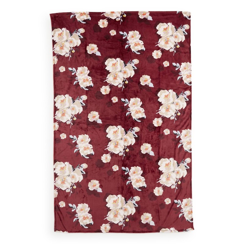 Vera Bradley Fleece Plush Throw Blanket, Blooms and Branches, Blooms