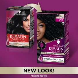 Schwarzkopf Keratin Color Permanent Hair Color, 1.0 Black Onyx, 1 Application - Salon Inspired Permanent Hair Dye, for up to 80% Less Breakage vs Untreated Hair and up to 100% Gray Coverage