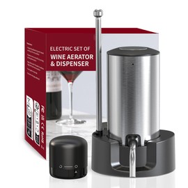 JOQINEER Electric Wine Aerator Pourer Decanter Type C Rechargeable Automatic Wine Dispenser with Retractable Tube Stand Base for One-Touch Instant Oxidation Gift for Wine Lovers