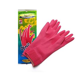 Mamison Quality Kitchen Non-Slip Reusable Rubber Gloves Pink Color, Cleaning, Kitchen, Pet Care, Washing (1 Pairs, Medium)