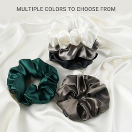 THXSILK Hair Silk Scrunchies for Women Pure Mulberry Silk Hair Cute Ring Ties Scrunchies for Girls Women's Thick Hair, White