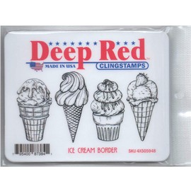 Deep Red Stamps Ice Cream Border Rubber Cling Stamp 4 x 2.1 inches