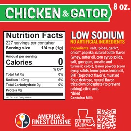 Ragin' Cajun Chicken or Gator Cajun Seasoning - 8 oz Shaker, Gluten-Free, No MSG - Authentic Louisiana Spice for Poultry & Exotic Meats