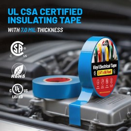 RED WOLF 5 Pack Blue Electrical Tape 3/4 Inch x 66 Ft Industrial Grade UL/CSA Listed 7 Mil Thick Flame Retardant High Temp Waterproof Electrical PVC Tape Electric Super Vinyl Rated 600V