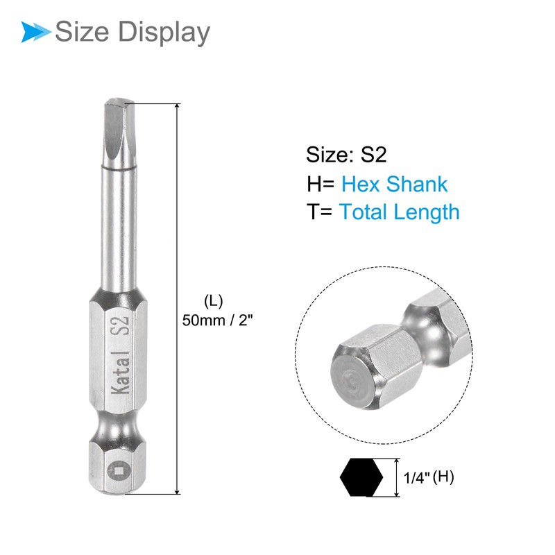 CoCud Magnetic Square Bits S2 Head 1/4 Inch Hex Shank