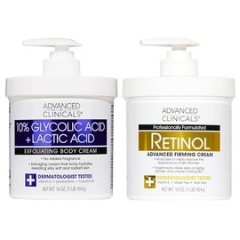 Advanced Clinicals- Loción corporal exfoliante con retinol + 10% de ácido glicólico y ácido láctico | Crepey Sk