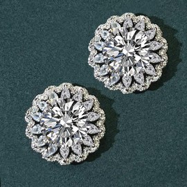 Stud Earrings Moissanite Sunflower S925 Sterling Silver D Color VVS1 Moissanite Elegant Floral Jewelry for Women 3Carat