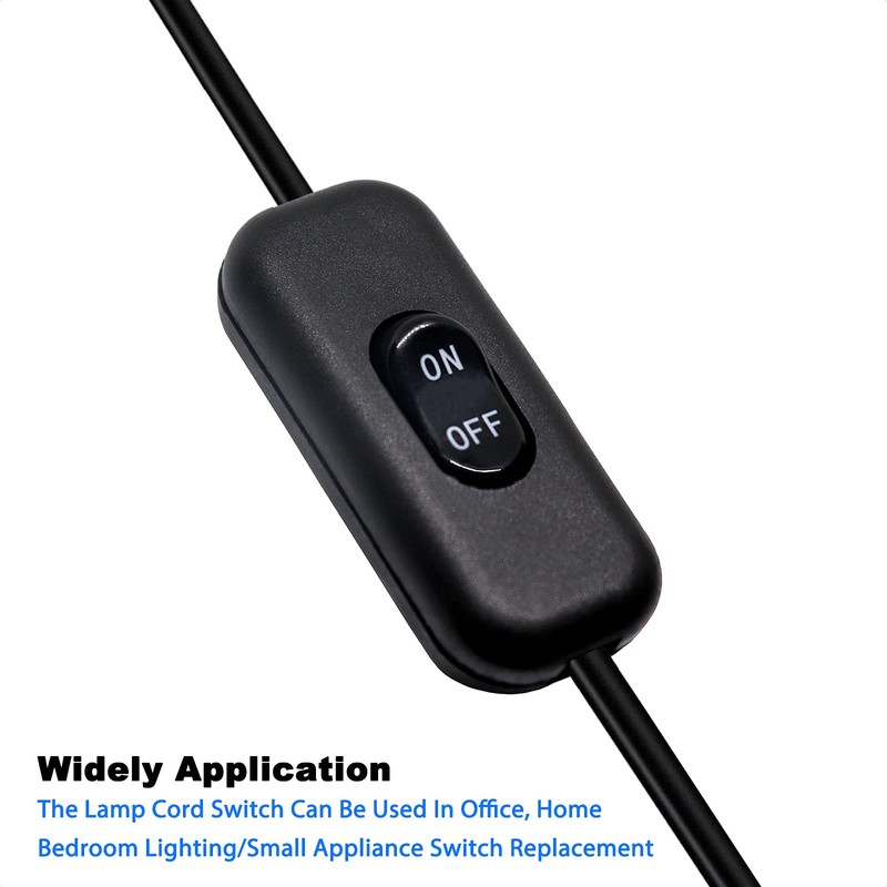 ALEOED Black Inline Cord Switch AC 250V 6A On-Off DPST