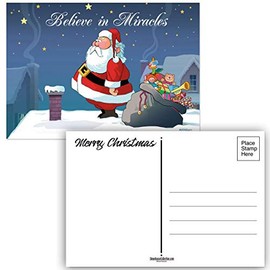Funny Christmas Postcards - 50 Humorous Postcards - Believe in Miracles- 4 x 6 Inch Postcards - Fill in The Blank Postcards (Miracles)