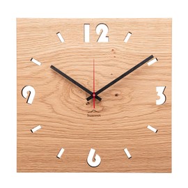 huamet CH41-A-1604 Wooden Wall Clock Made of Pine Wood Square Unique Design Silent without Ticking Quality Product Made in South Tyrol
