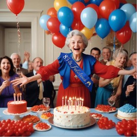 Elegemma 85th Birthday Sash, Blue & Silver, 85 Birthday Decorations, Party Accessory for Women & Men