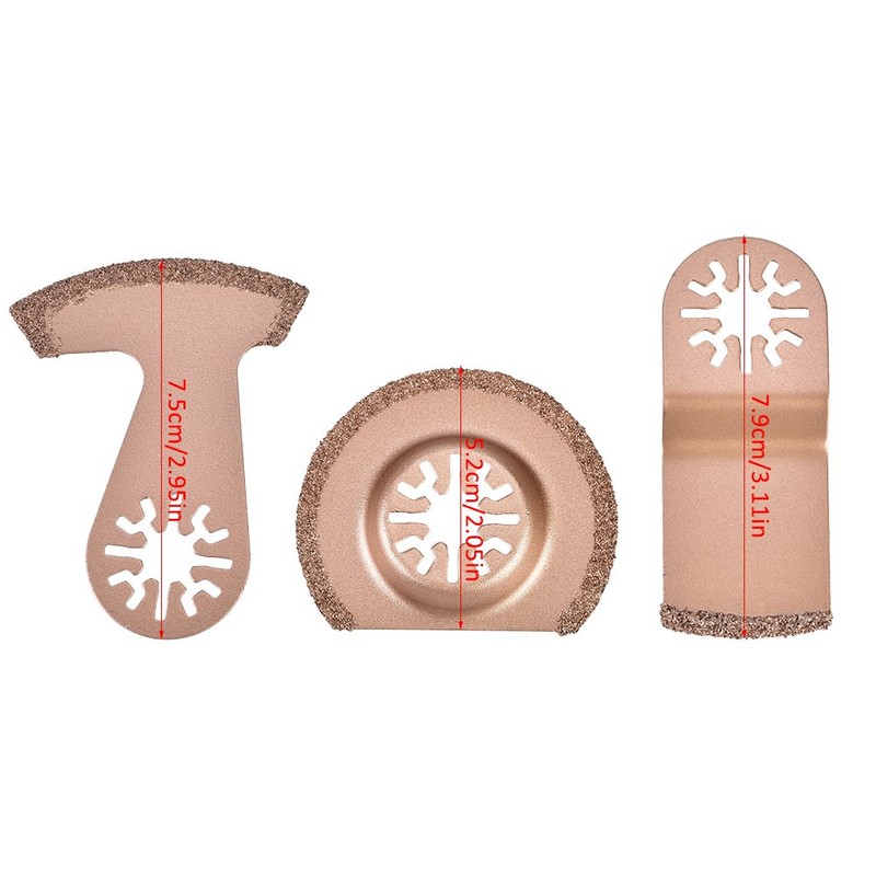 3pcs Carbide Oscillating Saw Blades, Multi Tool Ceramic Tile Cutting
