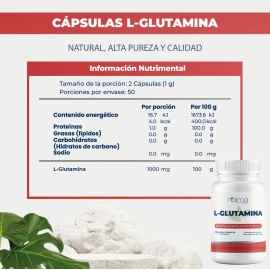 Naíma Glutamina 1000mg Aminoácido Deportivo Gluten 100 Cápsulas