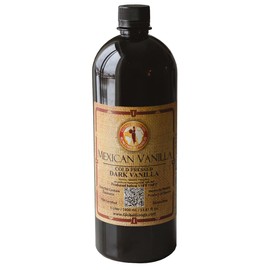 Pure Dark Mexican Vanilla Extract Gluten-Free Vanilla for Baking, Cakes, Cookies, Desserts, Coffee & Beverages (1 Liter / 33.81 fl oz) – Natural, No Coumarin, Bold Flavor