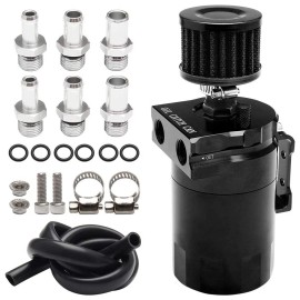 Unbranded 300ML Oil Catch Can Kit Universal Black Breather Baffled Reservoir Tank Aluminum