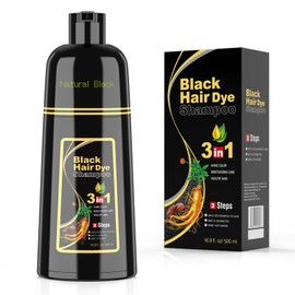 MEIDU Black hair dye shampoo for women and men，hair dye shampoo 3 in1（500ml,16.9oz）