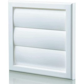 Blauberg White Gravity Grille 125 mm - 5 inch External Ducting Air Vent with Round Spigot and Non-Return Gravity Shutters for Kitchen Ceiling Extractor Fans Bathroom Ventilation Duct Fan Cover