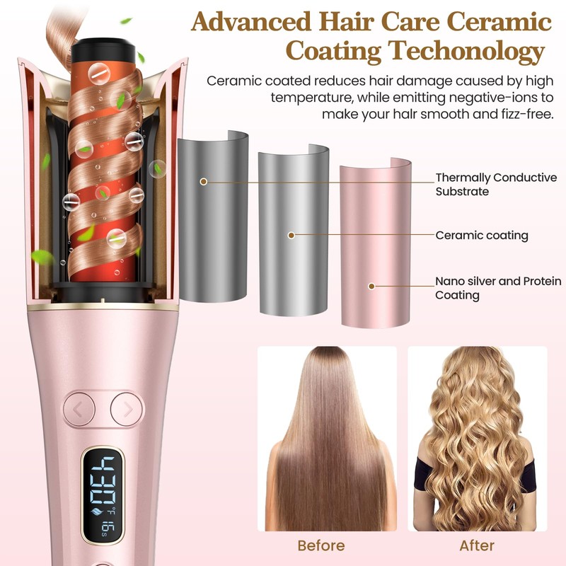 Automatic Curling Iron, Auto Hair Curler Wand with 4 Temperatures
