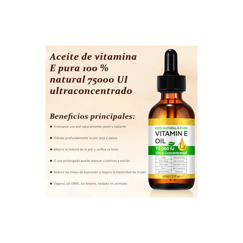 Aceite de Vitamina E Oil,Aceite de Vitamina E Puro 75,000
