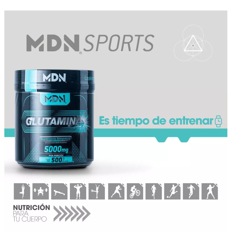 MDN Sports Glutamina MDN Sports 100% Pura 500g Sin Sabor