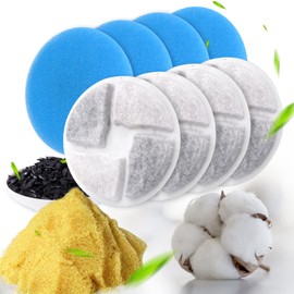 Ecoastal Replacement Filters 4 Pack for 1.6L Newly Cat Water Fountain,Blue White Filters Fresh and Clean Replacement Filters for Automatic Water Dispenser Drinking Fountain Filters