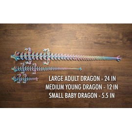Subpoly Medium 12" Articulated Crystal Dragon - Multi Color 3D Printed Plastic Dragon Figure - Rainbow Pearlescent Colors - Interlocked Body Segments and Legs (Medium 12", Pastel Rainbow)