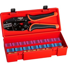 PEBA Crimping Tool For Heat Shrink Connectors 22-10 AWG, with 3 Sizes Heat Shrink Butt Connectors kit - Ratcheting Wire Crimpers - Electrical Crimping Tool Pliers - Ratchet Terminal Crimper（UL Listed）