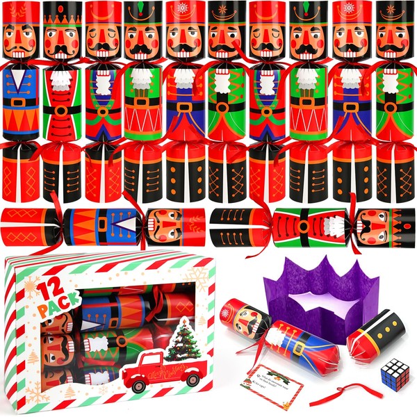 SURCVIO 12 Pack Non-Snap Christmas Table Party Favors with Party