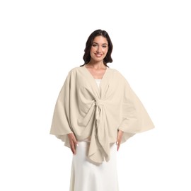 Elegant Shawl Wraps For Women, Warm Open Front Poncho Sweater, Comfortable Casual Cashmere like shawl, Wrap sweater for dress, Bat sleeve ladies shawls and wraps for winter, autumn and spring, Beige