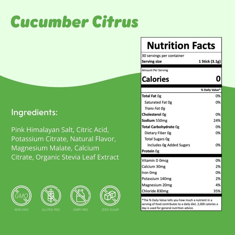 Daily Hydration Supplement | Sugar Free 1,570mg Electrolyte Powder Packets:_Watermelon_30