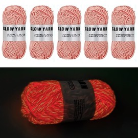 5 Rolls Glow in The Dark Yarn Upgraded Glowing Knitting Crochet Yarn, Luminous Sewing Supplies for DIY Arts Crafts, Gift(Light Pink)