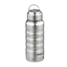 Relaxdays Stainless Steel Water Bottle, 400 ml, Leak-Proof, Cold & Hot Drinks, Vacuum Insulated Flask, Outdoor, Silver, 100%, 20 x 7.5 cm