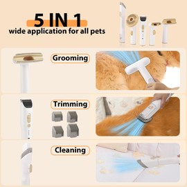 Garvee Pet Grooming Vacuum, 5 in 1 Dog Grooming Kit with 3 Suction Mode and Large Capacity Dust Cup, 12000Pa Strong Dog Hair Vacuum for Shedding Grooming and Pet Vacuum