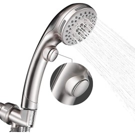 Shower Head, High Pressure 6 Setting Shower Head Hand-Held with ON/OFF Switch and Spa Spray Mode - Shower Heads with Handheld Spray High Pressure - Brushed Nickel