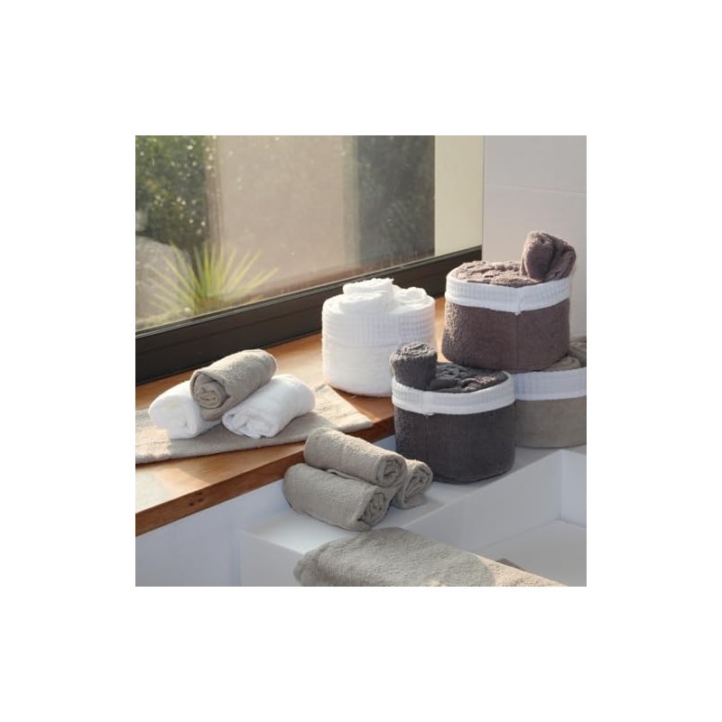 SUD ÉTOFFE Cotton Guest Basket with Napkins, White, One Size