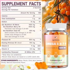 Marafiki- Gomitas Omega 3 6 7 9 para Mujer Suplemento Omega 3 con Aceite de Espino Cerval de Mar, Aceite de Linaza, Tarde P