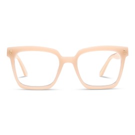 Peepers by PeeperSpecs Women's Montage Blue Light Blocking Reading Glasses and No Correction Eyewear Square, Taupe, 1.50 + 1.5