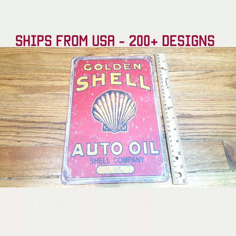 Shell Motor Oil Sign Shell Gas Station Sign Shell Tin
