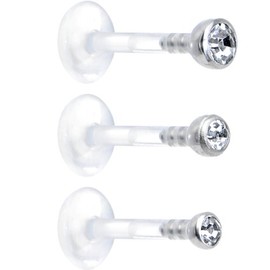 Body Candy Clear Bioplast Triple Forward Helix Barbell 3 Pack 16 Gauge 5/16"