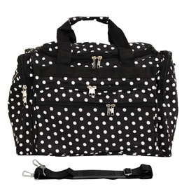 World Traveler Carry-On Duffel Bag – Lightweight, Durable Polyester with Adjustable Shoulder Strap, Black White Dot, 22-Inch