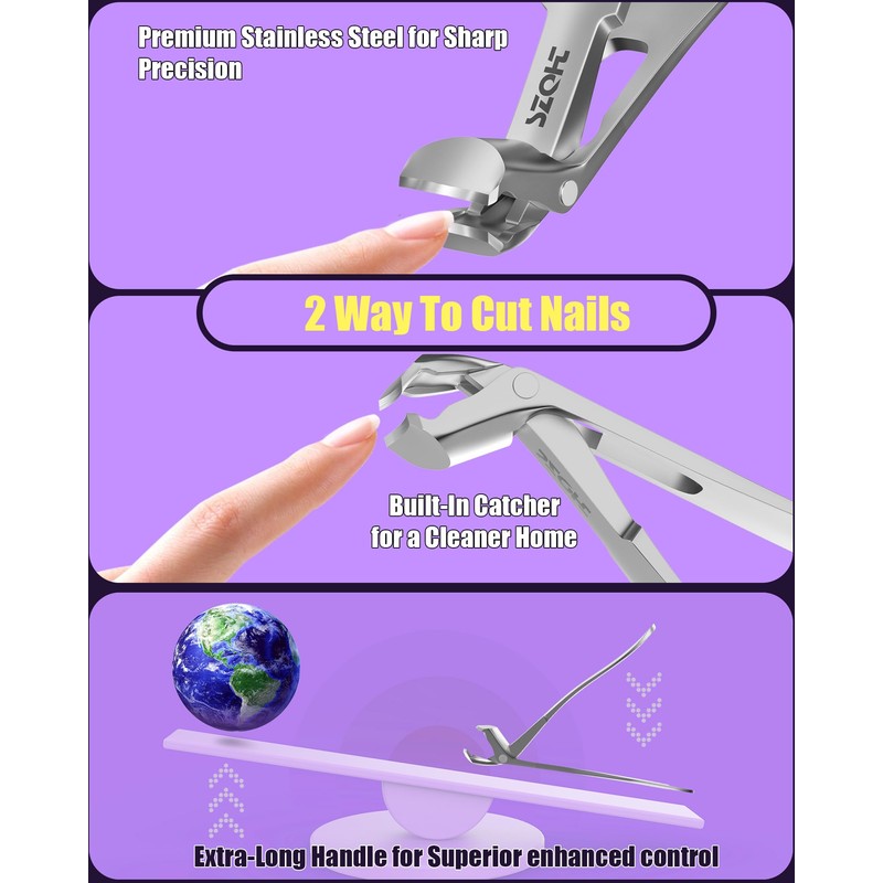 2025 Upgrade Angled Head Nail Clippers for Men, Toenail Clippers