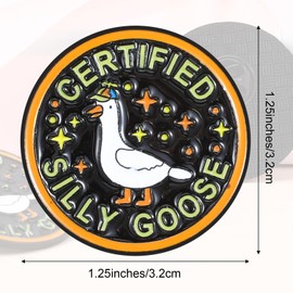 FNANJWQ 3 Pcs Enamel Cute Silly Goose Pins, Round Silly Goose Badge Holder, Novelty Unique Cute Button Pins with Metal Locking Pin Backs for DIY Clothing Bags Jackets Decoration