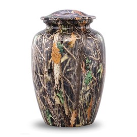 UrbanWoods Camouflage Cremation Urn – Rustic Forest Woodland Camo Design – Tribute for Hunters & Nature Lovers - Full Size Funeral and Memorial Urns for Human Ashes Upto 210 Lbs (Large)
