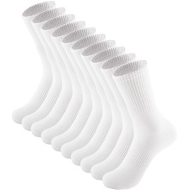 ZANZER Cotton Cushioned Casual Calf Crew Socks,Sports Hiking Athletic Long White Socks/Black Socks,Crew Casual Athletic Aesthetic, Cushioned,Cotton Crew for Sport Women Men