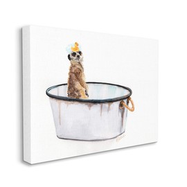 Stupell Industries Meerkat Bubble Bath Vintage White Tin Tub, Design by Jennifer Redstreake Canvas Wall Art, 16 x 20