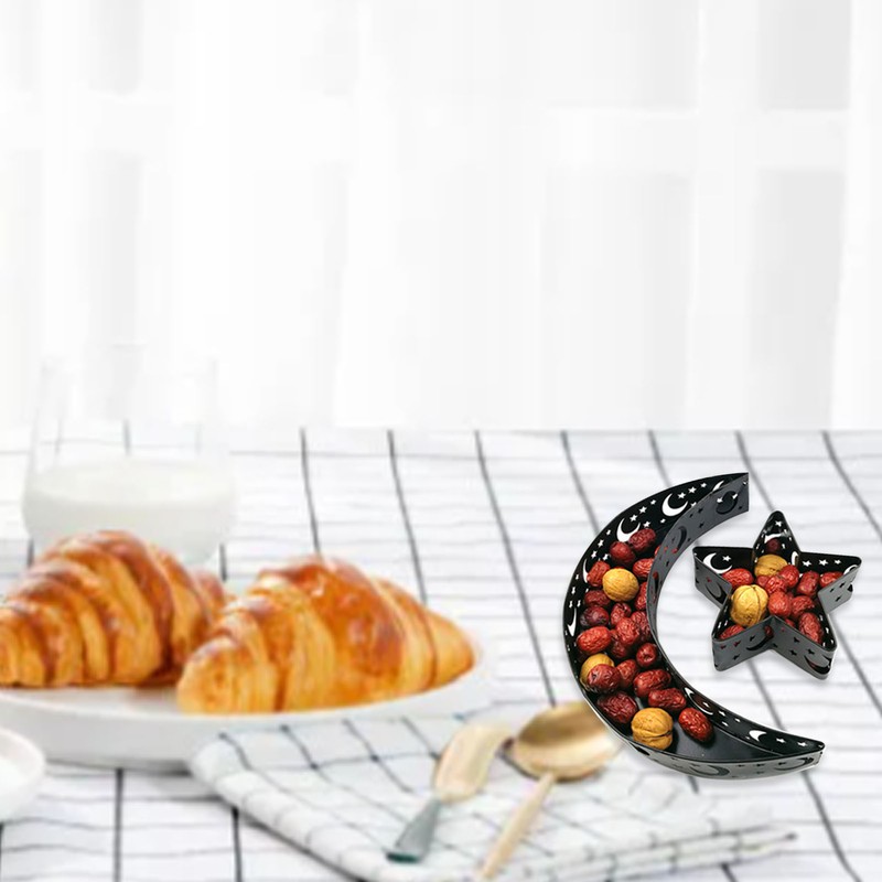 Ramadan Dessert Tray Iron Reusable Large Capacity Moon Star Shaped